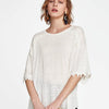 Linen T-Shirt with Ripped Trym