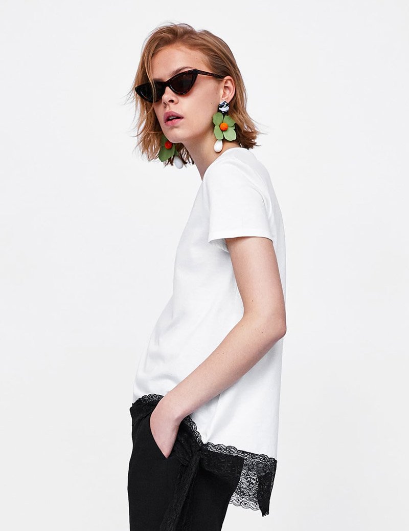 T-Shirt with Matching Lace Appliques