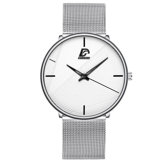 reloj hombre 2021 Fashion Watches Men Classic Black Ultra Thin Stainless Steel Mesh Belt Quartz Wrist Watch relogio masculino
